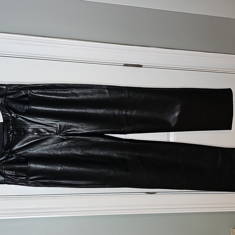Rag & Bone Black Harlow Relaxed Straight Leg Faux Leather Pants - Size 32 - Picture 5 of 12